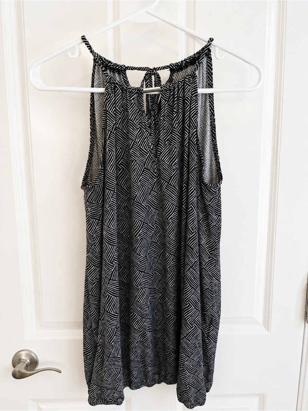 Banana Republic Black & White Halter Geometric Shirt